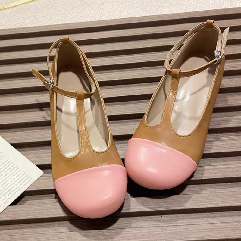 ORDER 🌱 Giày búp bê mũi da trơn khoen cài 1,5cm