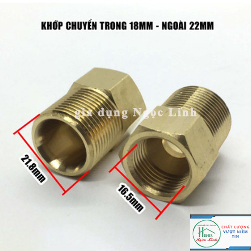 Khớp chuyển ngoài 22mm sang ren trong 18mm phụ kiện máy rửa xe