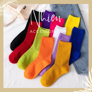 Tất nhún cao cổ Unisex Hàn Quốc full màu chọn, Vớ Unisex Nam Nữ
