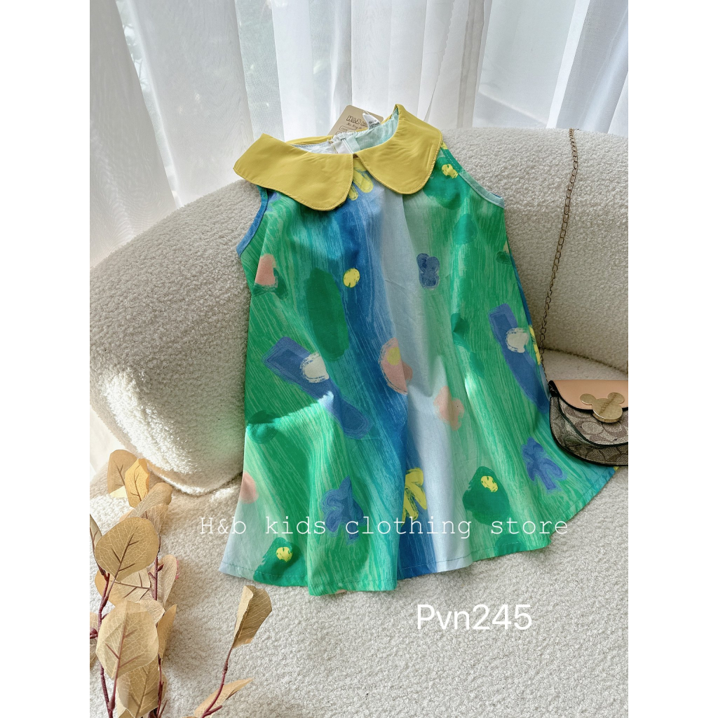 Váy bé gái dáng suông cổ yếm sát nách cho bé yêu từ 8-25kg