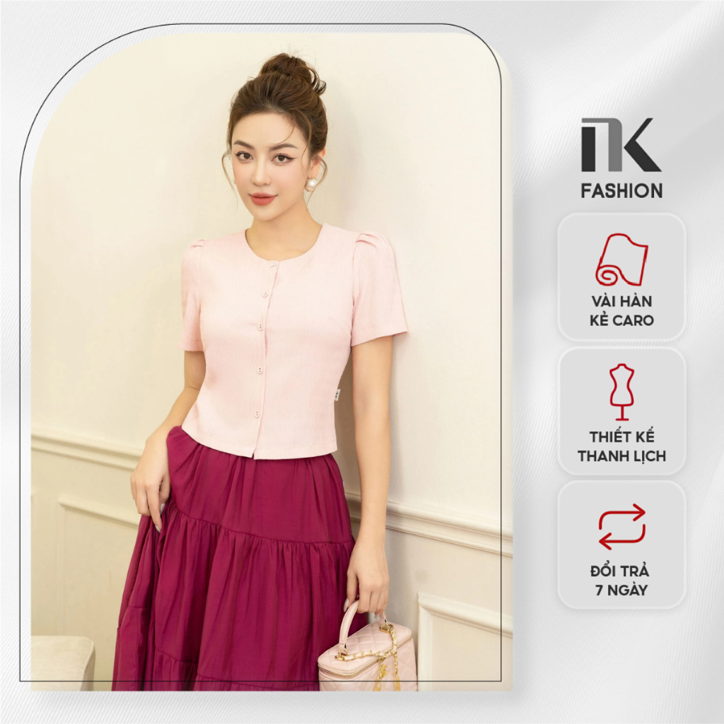 Áo Sơ Mi Cổ Tròn Crotop NKSM2306008 NK Fashion Thời Trang Công Sở Nữ Đơn Giản, Dịu Dàng, Dễ Phối Đồ, Chuẩn Style Hàn