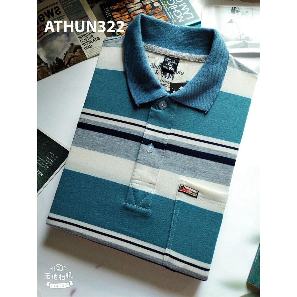 Áo thun nam trung niên ngắn tay vải cotton loại áo thun nam có cổ có túi dành cho người lớn tuổi athun32