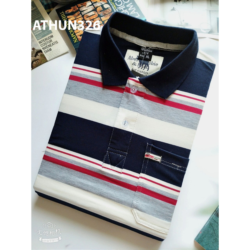 Áo thun nam trung niên ngắn tay vải cotton loại áo thun nam có cổ có túi dành cho người lớn tuổi athun32