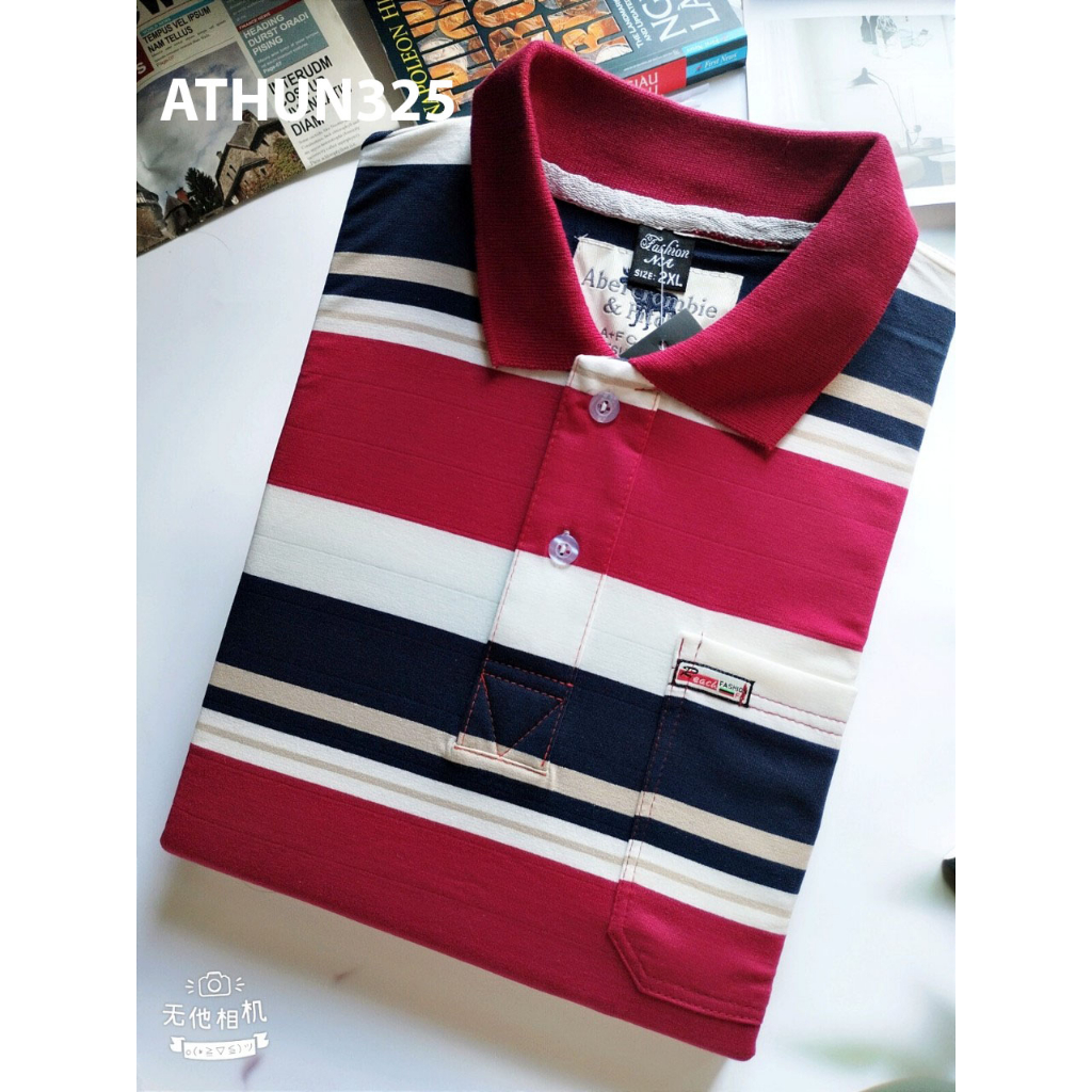 Áo thun nam trung niên ngắn tay vải cotton loại áo thun nam có cổ có túi dành cho người lớn tuổi athun32