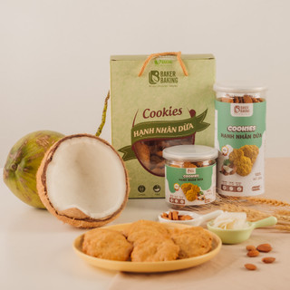 Bánh quy hạnh nhân vị dừa không đường Baker Baking, bánh ăn kiêng nguyên cám cho mẹ bầu, người tiểu đường ăn vặt healthy
