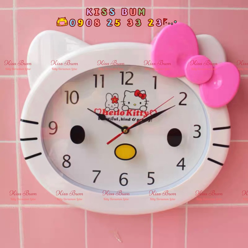 Đồng hồ treo tường kim trôi chống ồn Hello Kitty