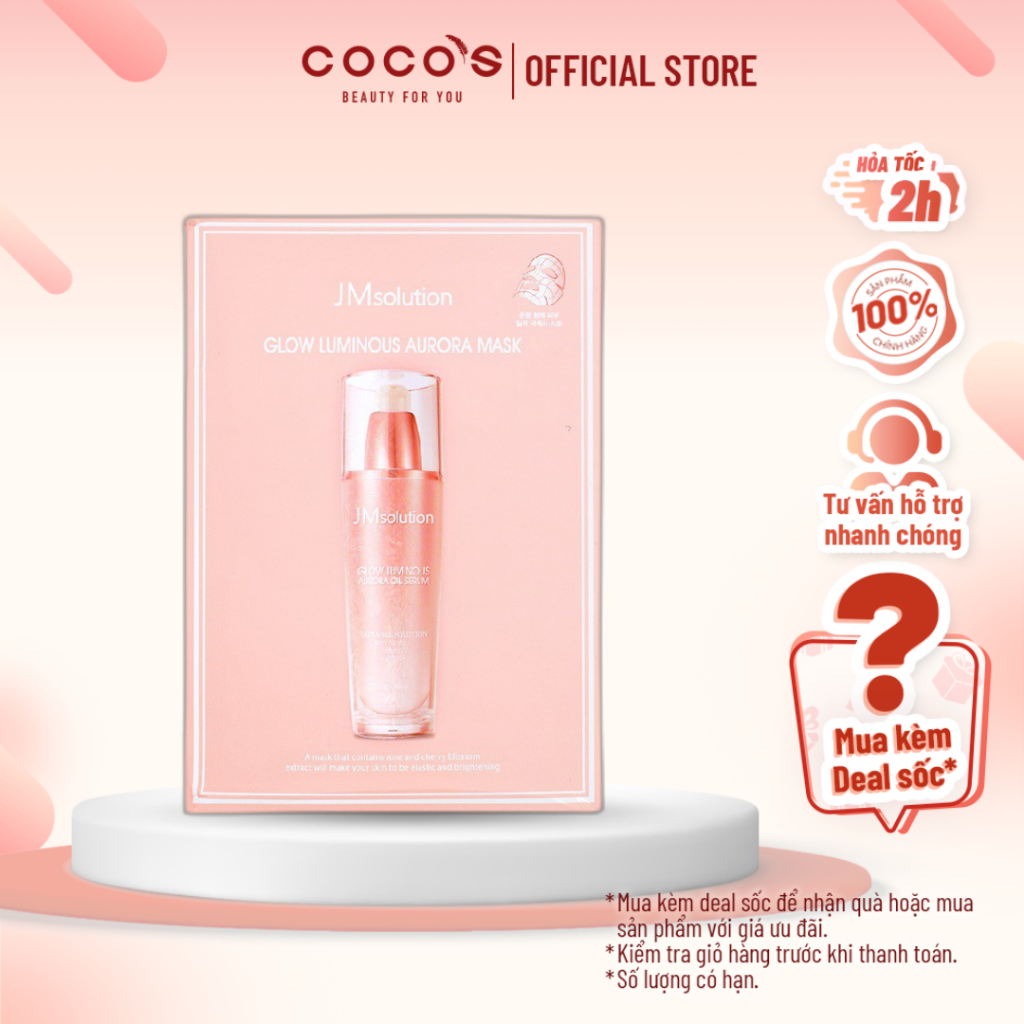 Mặt Nạ Dưỡng Trắng Da Và Cải Thiện Nếp Nhăn Jm Solution Glow Luminous Mask 30Ml - Aurora