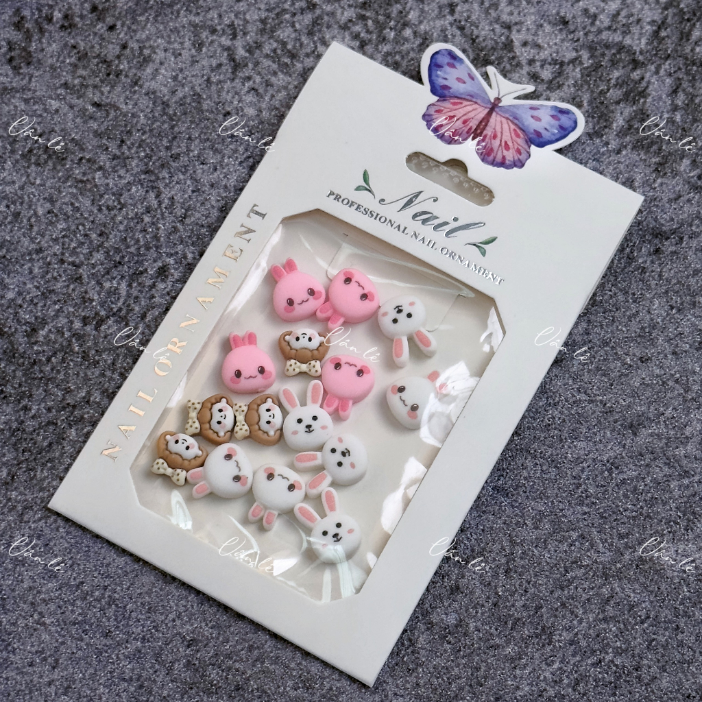 Set charm mix đầu thỏ  hoạt hình thú