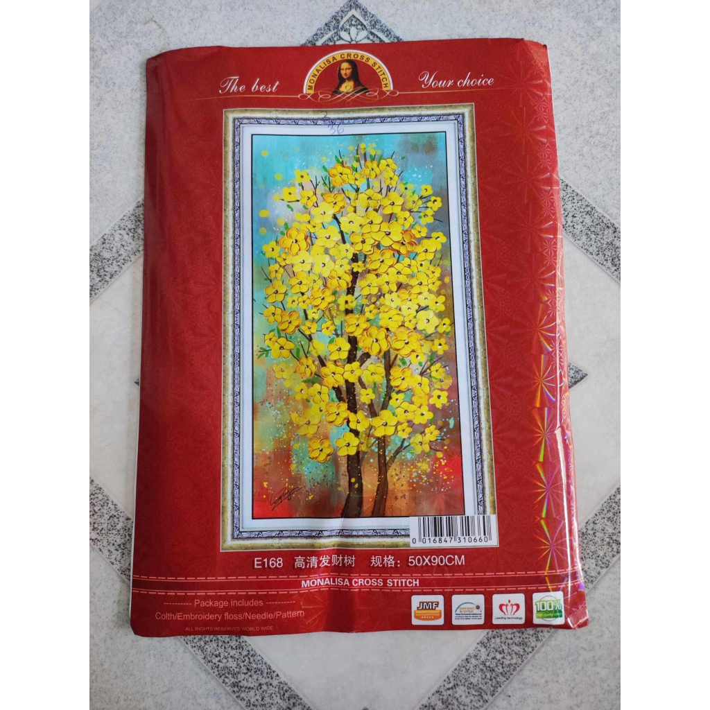 Tranh thêu kín Cây Hoa Đào MN6018  - Tranh chưa thêu