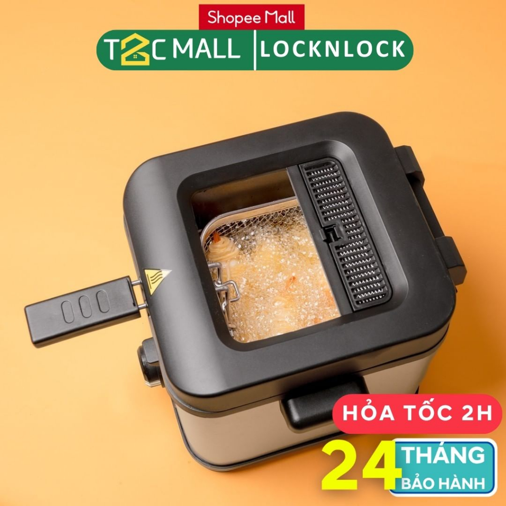 Nồi Chiên Ngập Dầu LocknLock 1.5L Nắp Kính Ngăn Bắn Lock&Lock EJF716SLV - T2Cmall