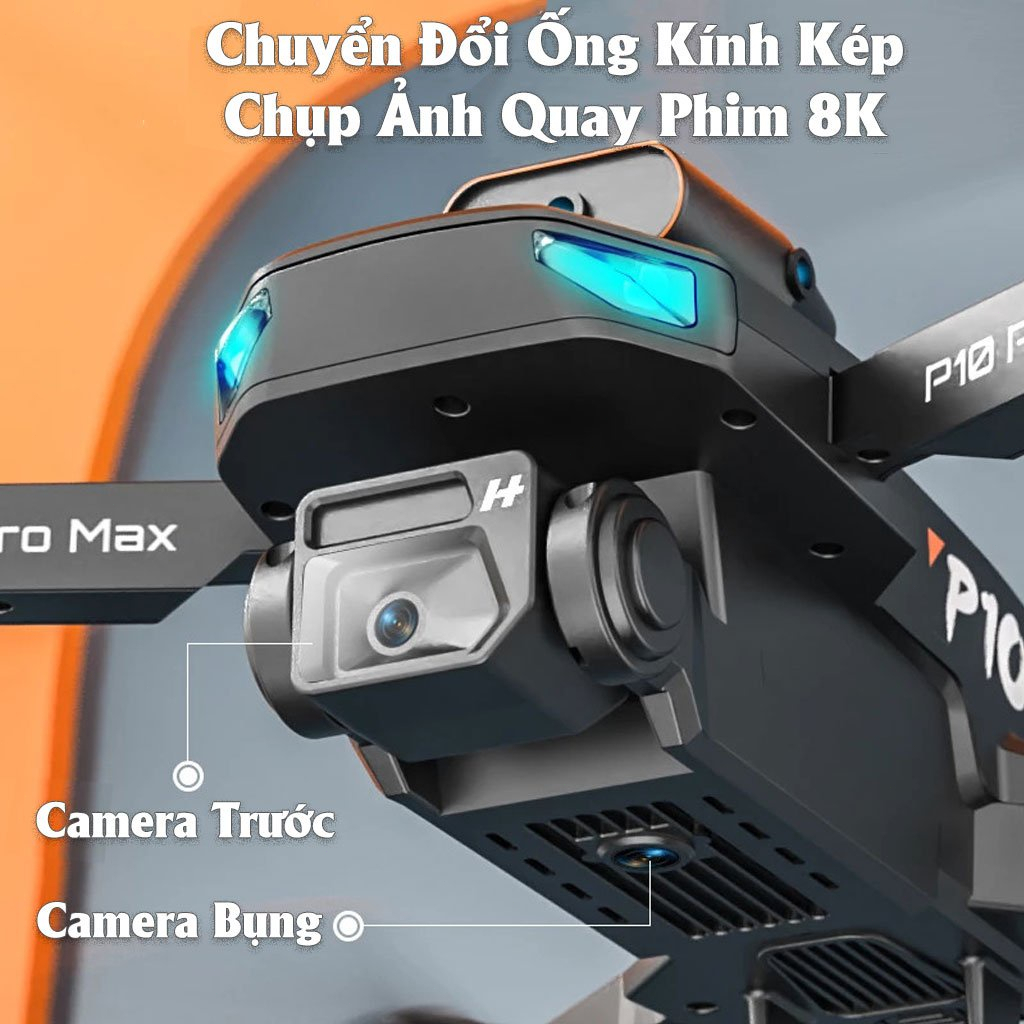Máy Bay Flycam Drone  P10 Pro Max ,2 PIN, 2 Camera 4k ,Flycam mini giá rẻ, Cảm Biến Va Chạm