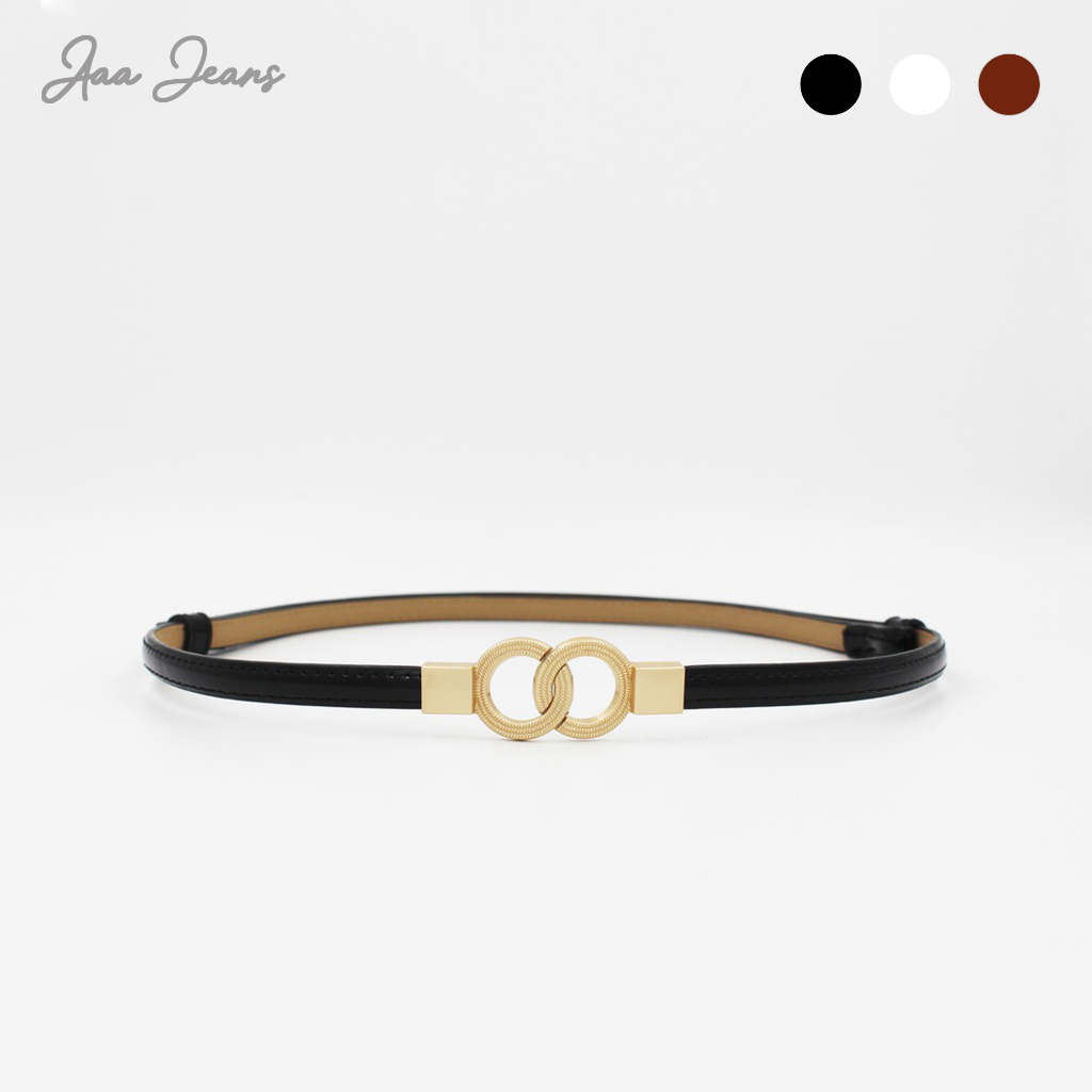 Đai Váy Da Thật Khóa Tròn Cách Điệu Top Grain Leather Aaa Jeans