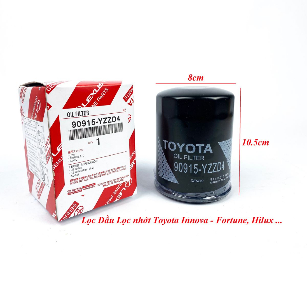 Lọc dầu động cơ xe ô tô Toyota Fortuner, Innova, Hilux (90915-YZZD4)