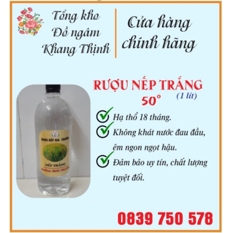 R.ươu Nếp trắng 50° 1 lít.gạo nếp cái hoa vàng loại 1.không đau đầu khát nước.hạ thổ nhà nấu.bao ngon