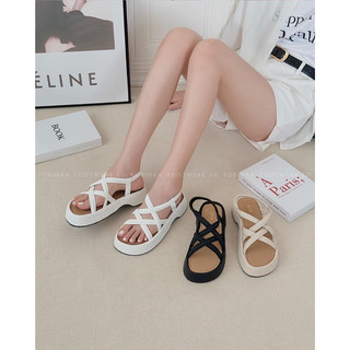 GIÀY SANDAL NỮ ĐẾ BÁNH MÌ 4CM ĐAN DÂY QUAI THUN