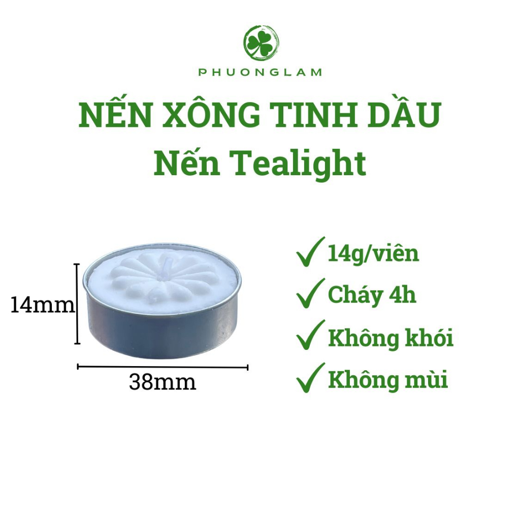 Nến tealight nhỏ đốt đèn xông tinh dầu màu trắng đèn cầy trang trí viên