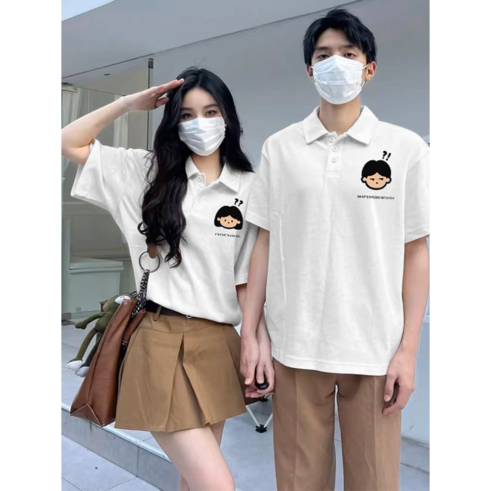 Áo thun polo simple form rộng unisex, cổ bẻ chất da cá cotton in hình logo nam/nữ _hình thật tại Boin unisex