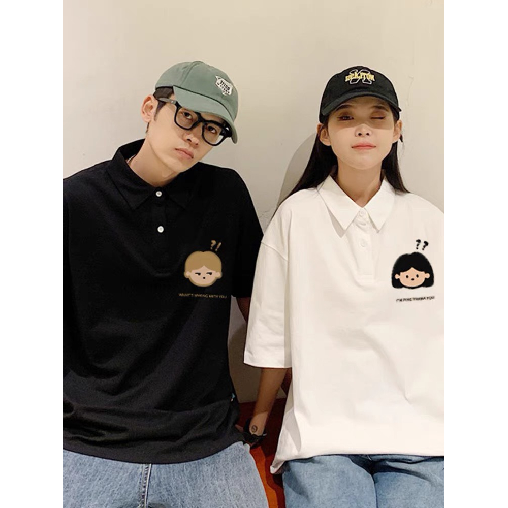 Áo thun polo simple form rộng unisex, cổ bẻ chất da cá cotton in hình logo nam/nữ _hình thật tại Boin unisex