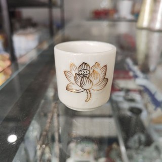 Chung nước - ly nước thờ cúng hoa sen bạch ngọc