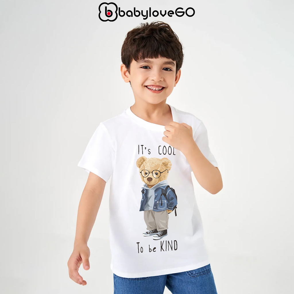 Áo thun bé trai cộc tay BabyloveGO 2024 áo phông cho bé in hình độc đáo chất cotton thoáng mát