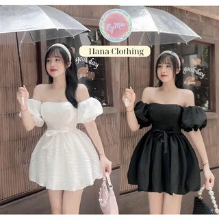 Đầm xốp bí tay phồng rời Đầm cúp ngực dáng xòe chất xốp tay rời Đầm dự tiệc sang chảnh Thời trang nữ RyMin Hana Clothing
