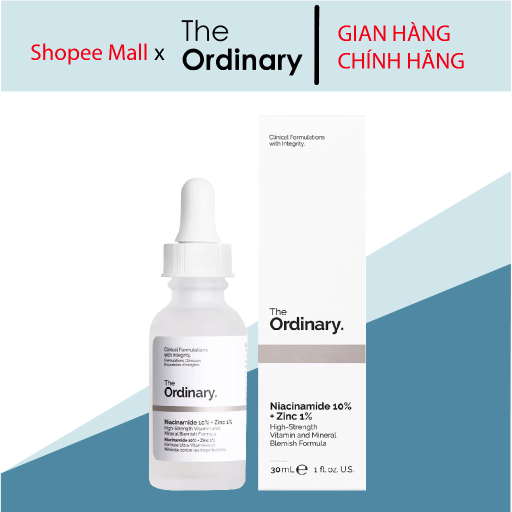 Serum The Ordinary Niacinamide 10% + Zinc 1% 30ml của Mỹ, Làm Sáng Da Thu Nhỏ Lỗ Chân Lông 30ml và 60ml của Canada/Mỹ