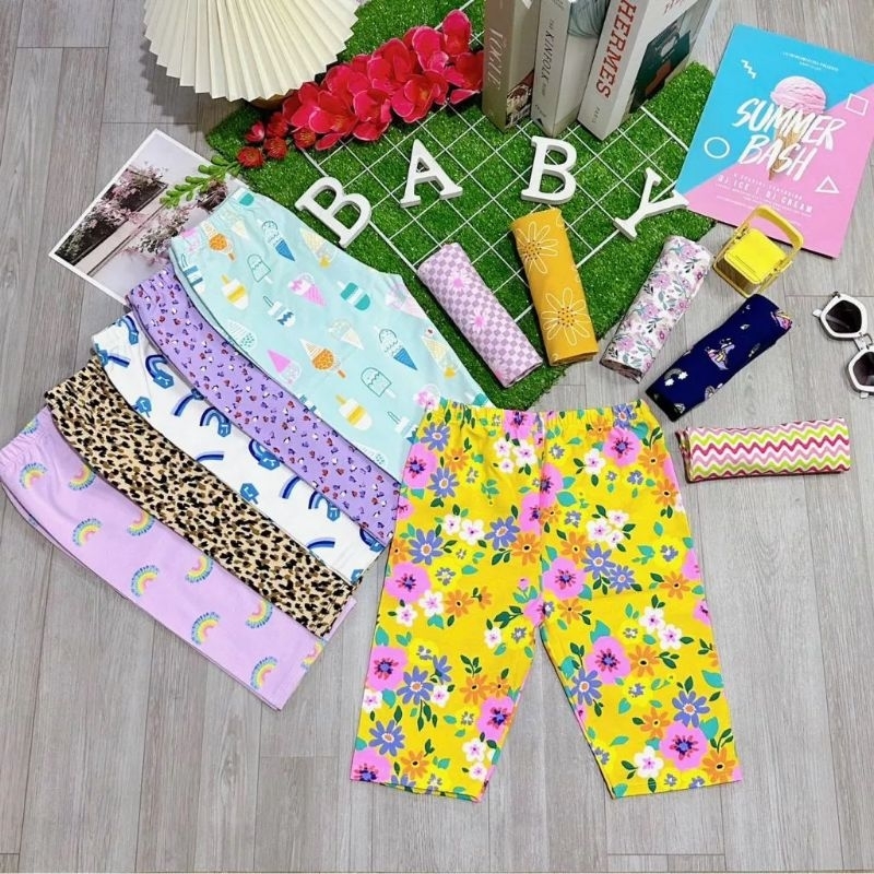 Quần legging thun cotton co giãn mềm mịn nhiều màu dễ thương cho bé