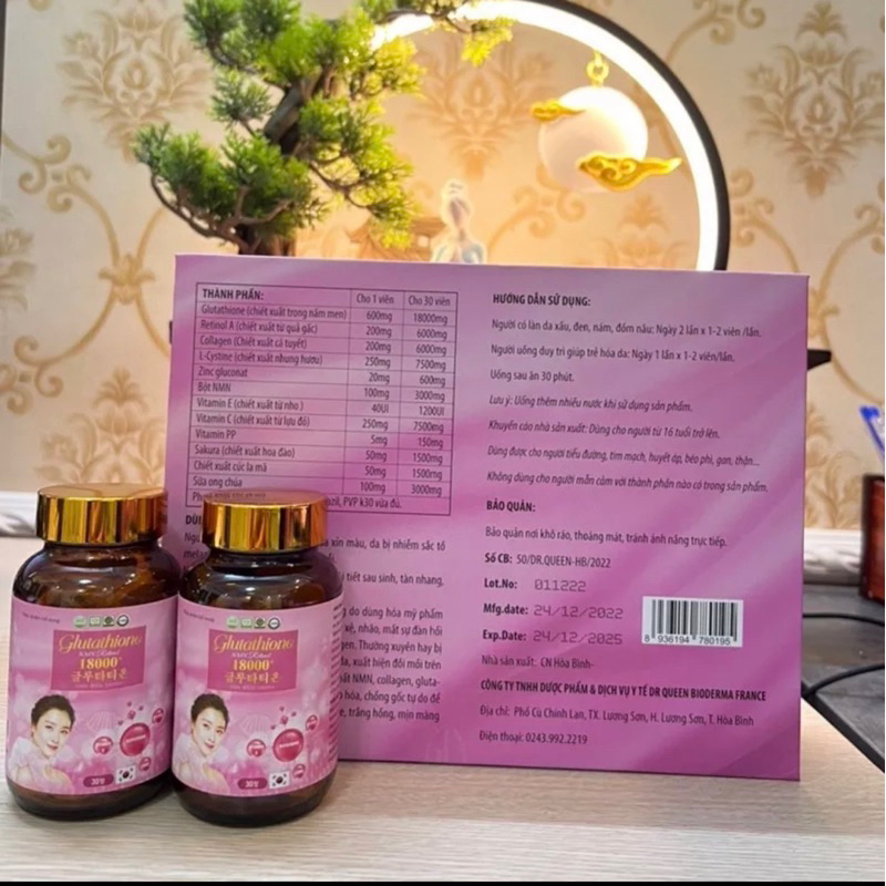 VIÊN UỐNG TRẮNG DA GLUTATHIONE 18000 mg ,Viên Uống Trắng Da Cấp Tốc Giảm Nám Mờ Thâm Nhăn Căng Bóng Tăng Sinh Lý _Nữ