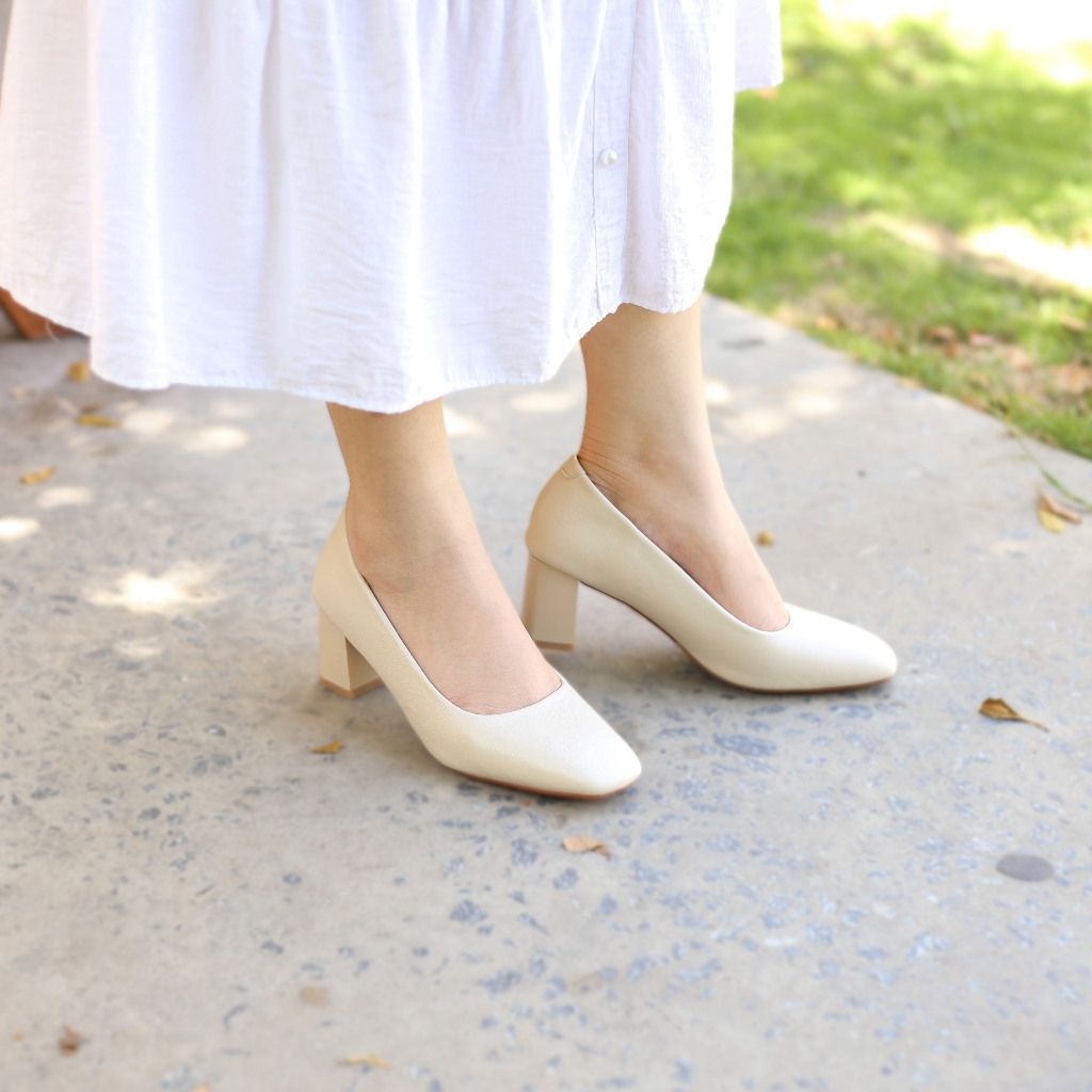 Giày Công Sở HUILI Mũi Vuông Basic Da Mềm 6p QCCC