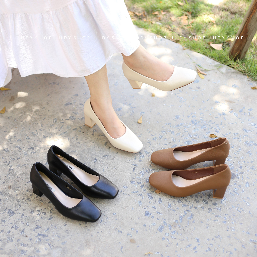 Giày Công Sở HUILI Mũi Vuông Basic Da Mềm 6p QCCC