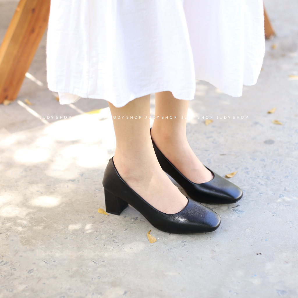 Giày Công Sở HUILI Mũi Vuông Basic Da Mềm 6p QCCC