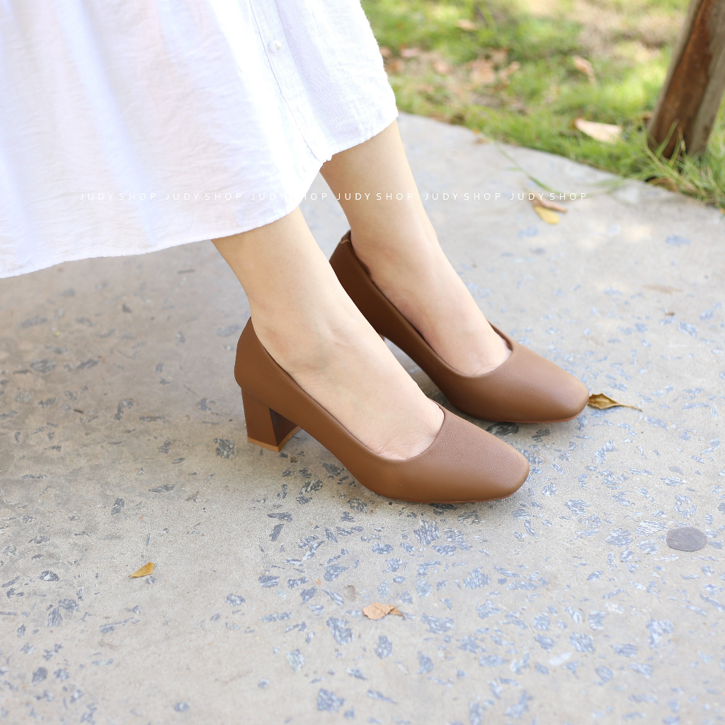 Giày Công Sở HUILI Mũi Vuông Basic Da Mềm 6p QCCC