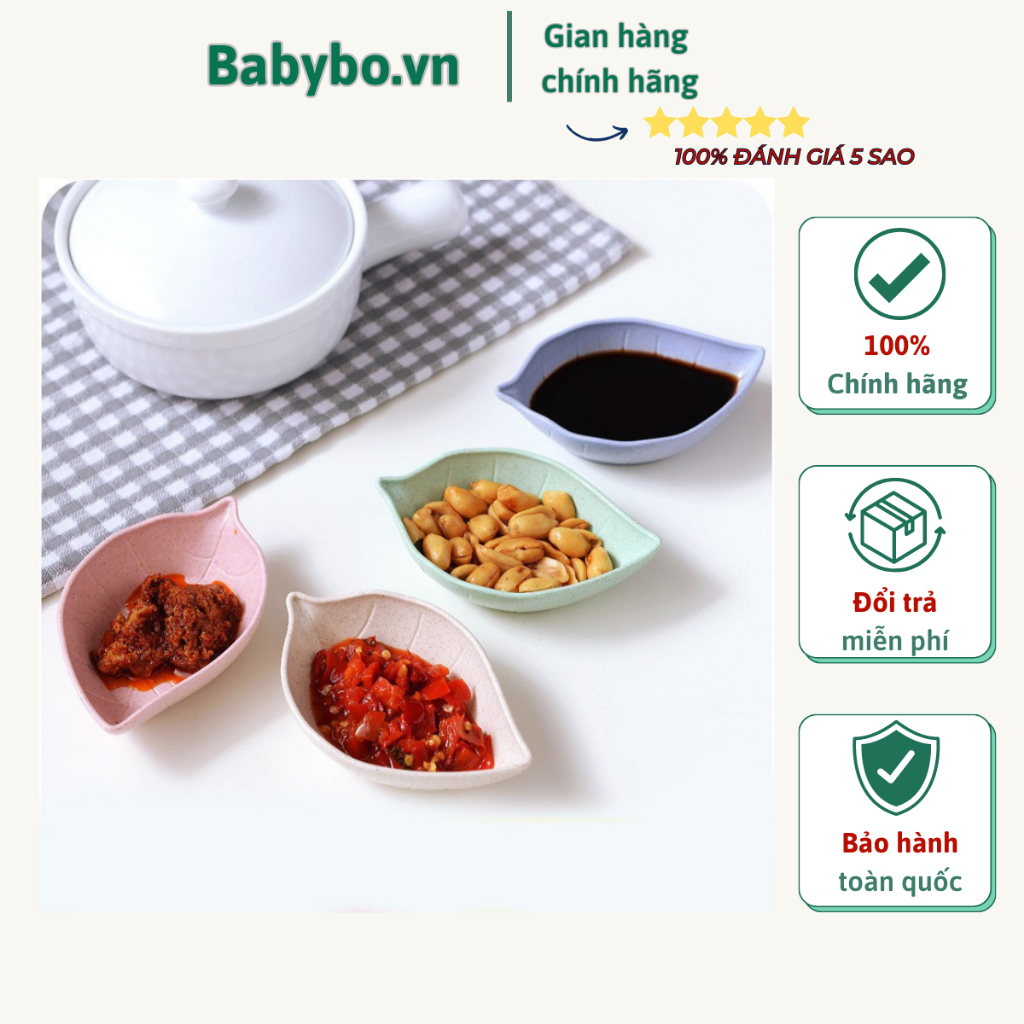 Set 4 bát đựng gia vị, bát ăn dặm lúa mạch mini hình dáng đáng yêu