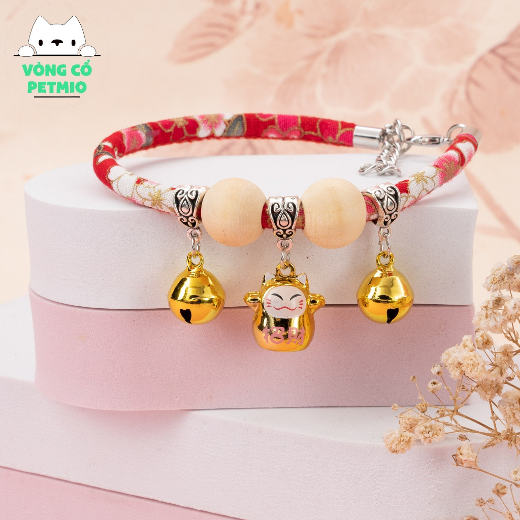 Vòng cổ cho mèo, vòng cho Chó Mèo,mã petmio gỗ,vòng handmade Shop Tự Thiết kế cute cao cấp,có chuông,không sợ nước