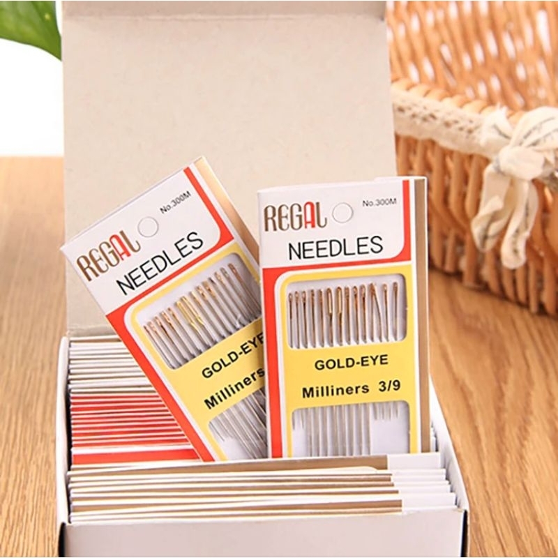 Vỉ 16 kim thêu đầu vàng nhiều size, kim khâu túi