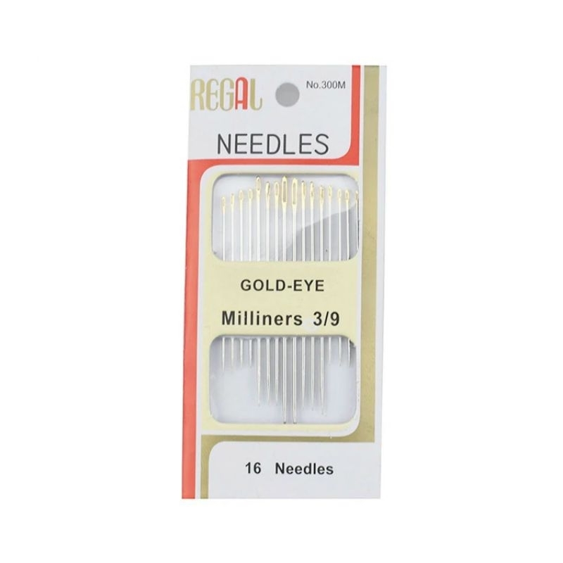 Vỉ 16 kim thêu đầu vàng nhiều size, kim khâu túi