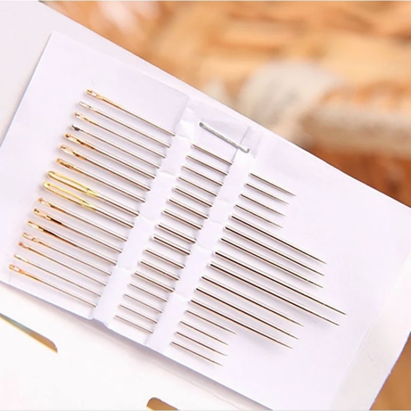 Vỉ 16 kim thêu đầu vàng nhiều size, kim khâu túi