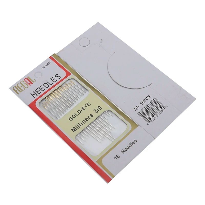Vỉ 16 kim thêu đầu vàng nhiều size, kim khâu túi
