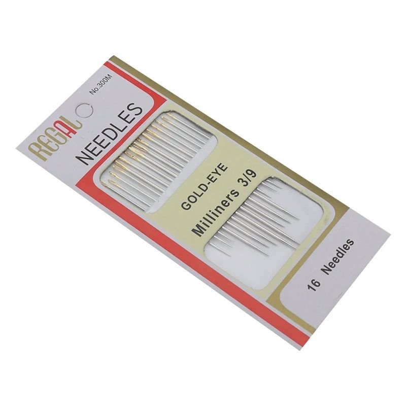 Vỉ 16 kim thêu đầu vàng nhiều size, kim khâu túi