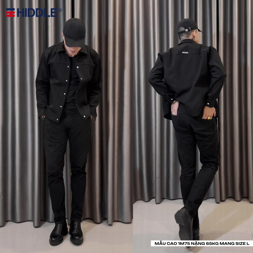 Áo khoác nam kaki cổ bẻ chính hãng màu đen, xám Hiddle | H8-AK6