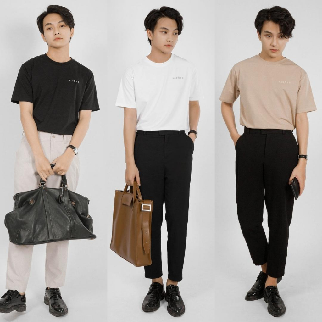 Áo thun nam cổ tròn HIDDLE vải cotton co giãn dày dặn phông trơn basic tay ngắn nhiều màu HI Basic Fit | H04-T4