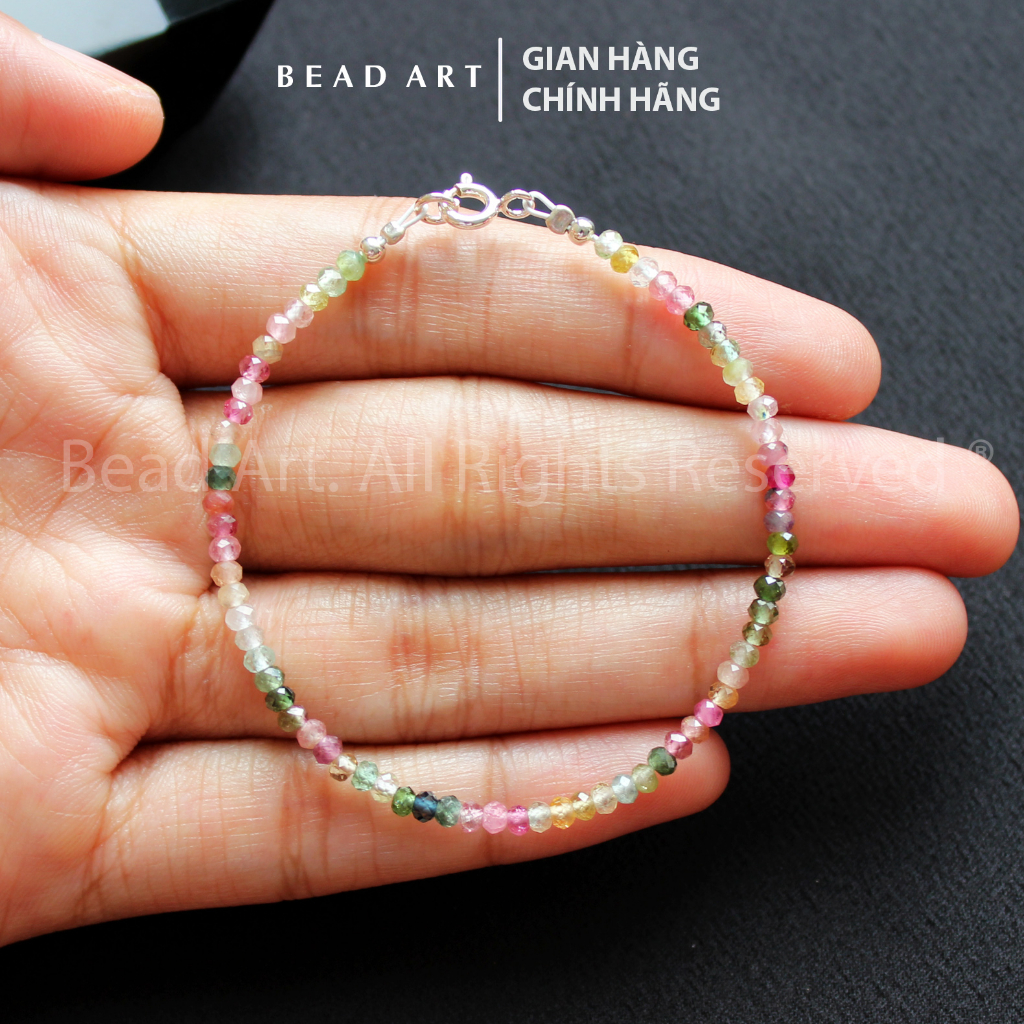 Vòng Tay 3x2MM Tourmaline Đa Sắc Giác Cắt, Vòng Tay Phong Thuỷ, Lắc Tay, Vòng Hoàn Chỉnh - Bead Art