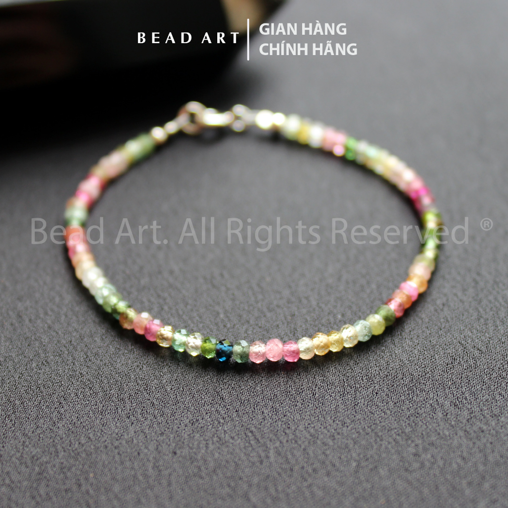 Vòng Tay 3x2MM Tourmaline Đa Sắc Giác Cắt, Vòng Tay Phong Thuỷ, Lắc Tay, Vòng Hoàn Chỉnh - Bead Art