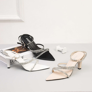 Giày Sandal Nữ 8cm Kiểu Quai Đính Đá Pixie E168