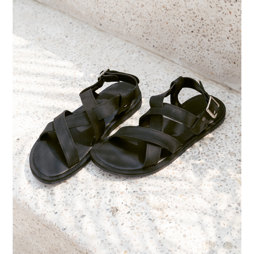 Dép Sandal Chiến Binh Nam Floios Unisex Da Bò Sáp Đế 2 Lớp Cao Su Chống Trơn Trượt - Thương Hiệu Steeler