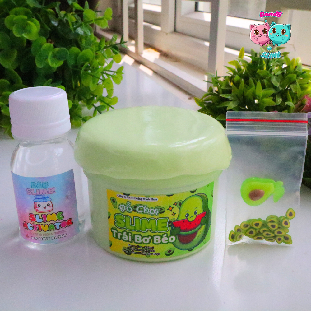 DIY SLIME Trái Bơ Béo/ Đồ Chơi Slime Bơ Màu Xanh/ Kèm Charm và Cốm/Chất Slime Dẻo Dai và Thơm