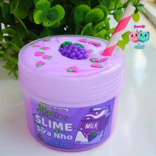 Slime Sữa Nho Handmade / Slime Bơ DIY Tự Trộn Kèm Charm và Cốm/ Chất Nhờn Ma quái đẹp đẹp và an toàn