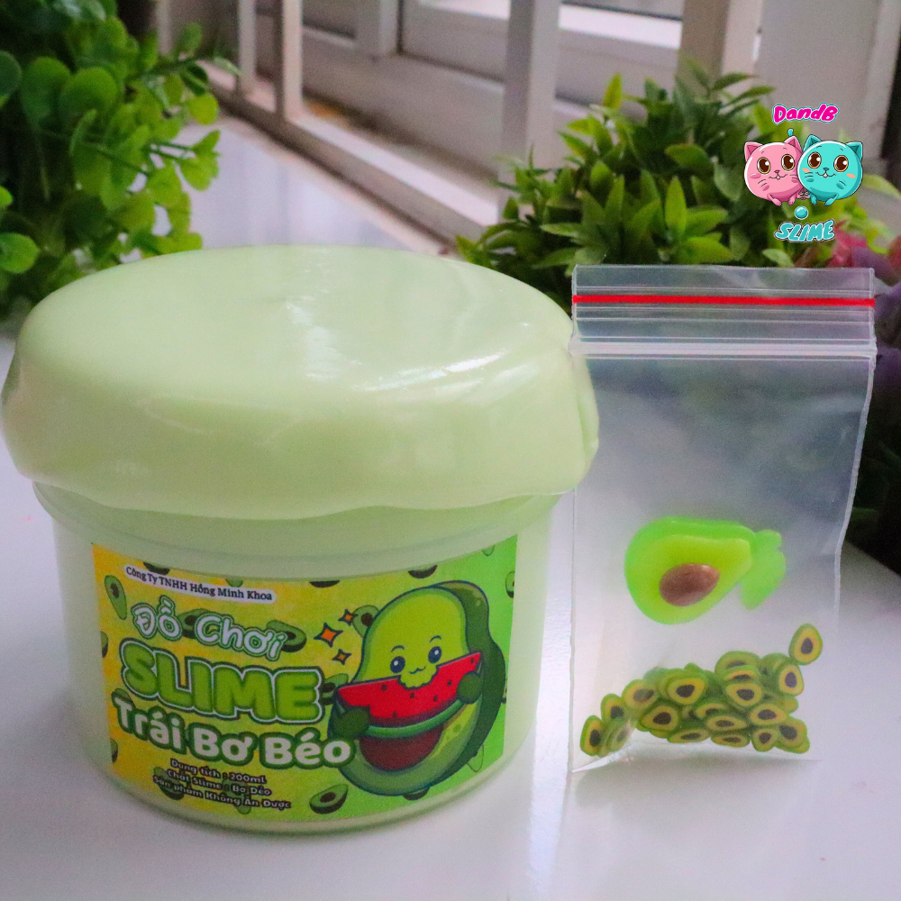 DIY SLIME Trái Bơ Béo/ Đồ Chơi Slime Bơ Màu Xanh/ Kèm Charm và Cốm/Chất Slime Dẻo Dai và Thơm