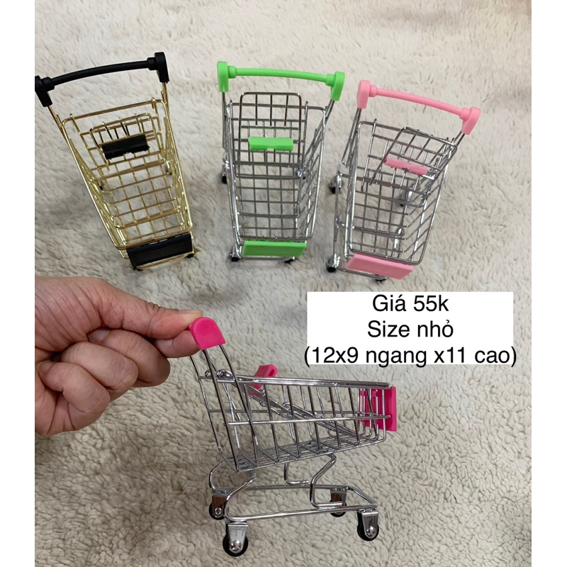Xe đẩy kim loại decor mini dùng để trang trí nhà cho búp bê