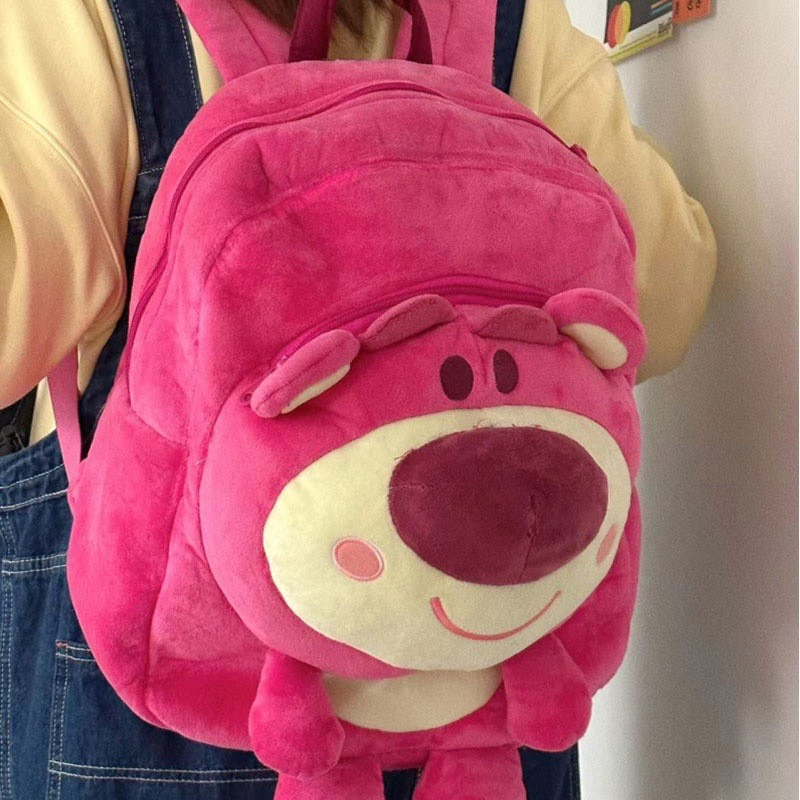 Balo Đi học Hoạ Tiết Gấu Dâu Lông Mịn Siêu CUTE